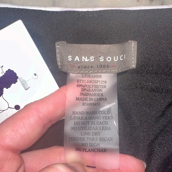 🔹Sans Souci Black Wide Leg Pants with White Top Collar - Picture 5 of 7